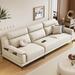 Orren Ellis 74.8" Creamy White Cloth standard Sofa cushion couch Polyester in Brown/White | 35.43 H x 110.24 W x 36.22 D in | Wayfair