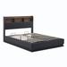 Ivy Bronx Hywela Vegan Leather Platform Bed Wood & /Upholstered/Faux leather in Black | 44.1 H x 60.2 W x 85.4 D in | Wayfair