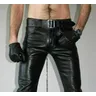 Pantalon skinny en cuir PU pour hommes coupe skinny style élastique streetwear fin mode