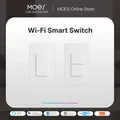 MOES-Tuya WiFi Smart Light Switch US Single Pole Push Button Wall Work with Alexa Google Home