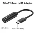 DC 4.5x3.0mm pour Dell Hp Adaptateur pour ordinateur portable à 65W USB-C Type C PD Câble de charge