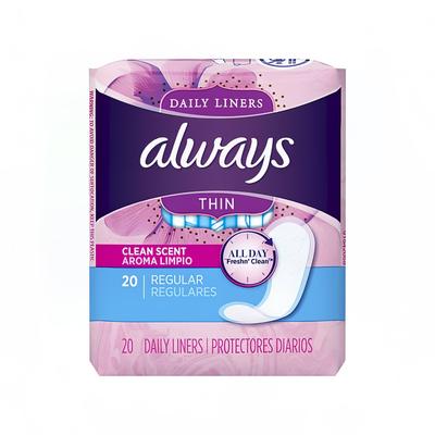 Procter & Gamble 8280 Always Thin Pantiliner - Regular, Clean Scent, Thin Thickness: