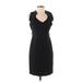 Evan Picone Casual Dress - Sheath V Neck Sleeveless: Black Solid Dresses - Women's Size 2 Petite