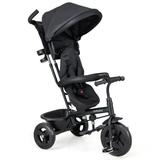 Costway 4-in-1 Baby Trike Kids Tricycle with Removable Canopy and Adjustable Push Handle-Black