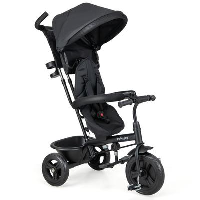 Costway 4-in-1 Baby Trike Kids Tricycle with Removable Canopy and Adjustable Push Handle-Black