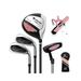 Costway Junior Complete Golf Club Set for Kids with Rain Hood Right Hand Children Golf Age 8-10 Years Old-Pink
