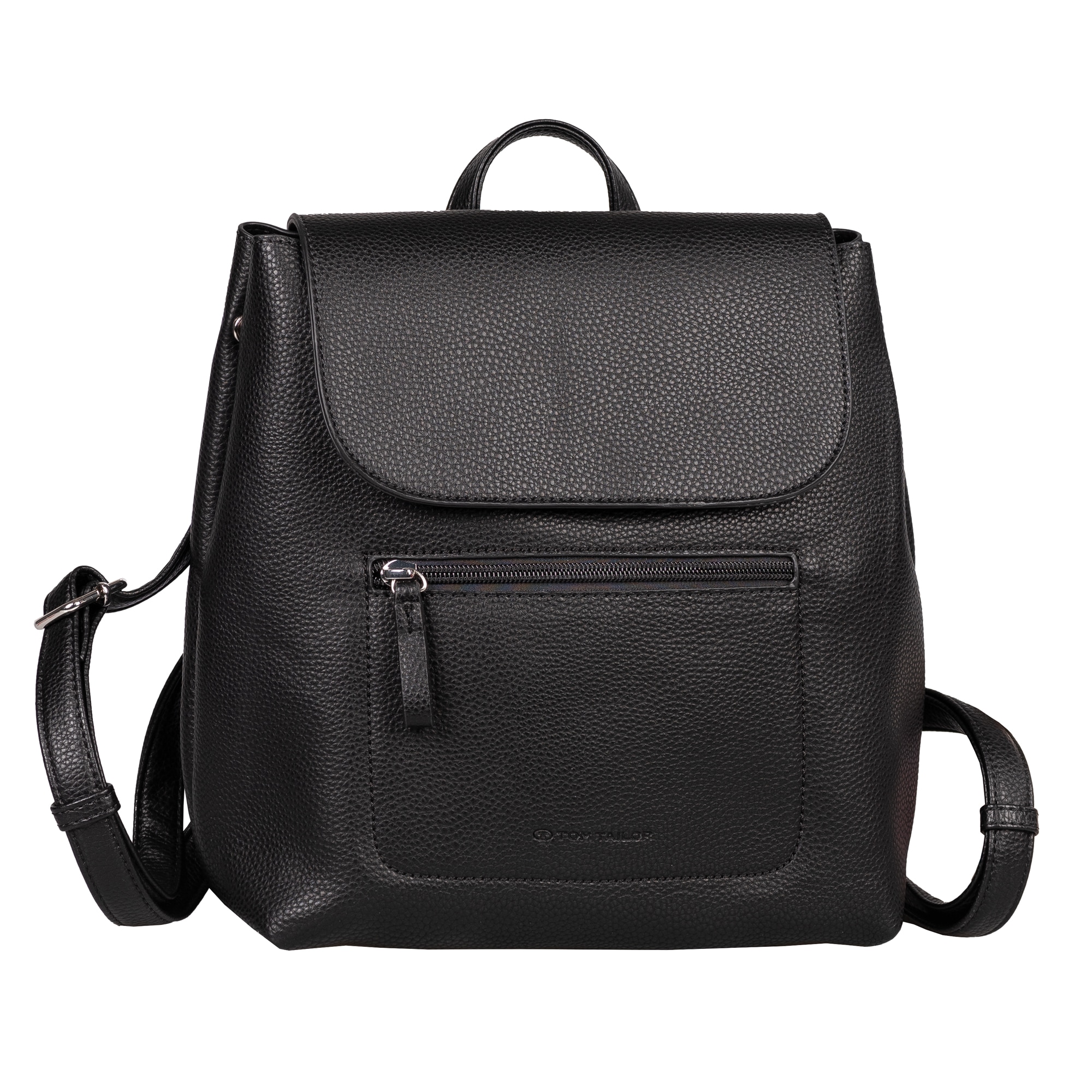 Rucksack TOM TAILOR "Elis", Gr. B/H/T: 25cm x 26cm x 10,5cm, schwarz, Polyurethane, Rucksäcke, aus weich gekörntem Lederimitat auffällige Ziernaht und feinem Logo Image