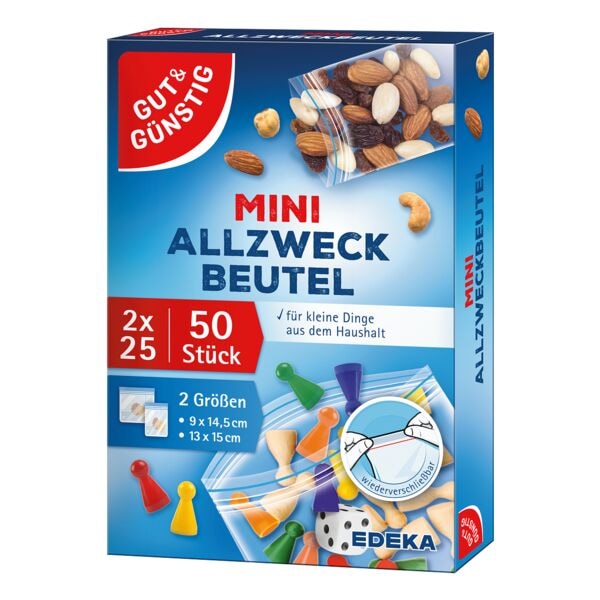 Gut & Günstig Mini-Allzweckbeutel 50 Stück transparent, 13x15 cm Image