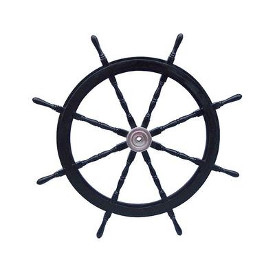 Deluxe Class Wood and Chrome Decorative Pirate Ship Steering Wheel 48" - 48" L x 2" W x 48" H