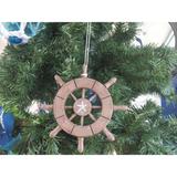 Rustic Wood Finish Decorative Ship Wheel With Starfish Christmas Tree Ornament 6" - 6" L x .5" W x 6" H