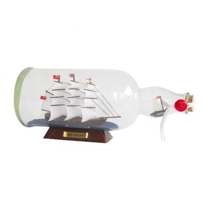 HMS Bounty Model Ship in a Glass Bottle 11" - 11" L x 4" W x 5" H