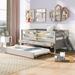 Gray Solid Wood Low Loft Twin Bed with Safety Fence, Storage Drawers, Trundle, and Climbing Ladder