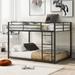 Metal Full over Full Low Bunk Bed with Ladder - Sturdy Frame, Modern Design, Safety Guaranteed