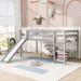 Gray Wood Twin Size Loft Bed with Slide and Ladder - Solid Pine Wood Construction - No Box Spring Required