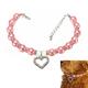 NUOLUX Pet Necklace Crystal Heart Pandant Pet Cat Dog Necklace Bling Pearls Jewelry Size L (Pink)