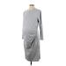 Threadbare Casual Dress - Sheath High Neck 3/4 sleeves: Gray Print Dresses - Women's Size 8 Maternity