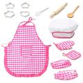 13pcs Kids Chef Set Children Cooking Play Kitchen Waterproof Baking Aprons Oven Glove Eggbeater Girl s Gift