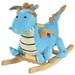 IVV Baby Rocking Horse Dragon Style for 1.5+ Year Old Kids Plush Ride On Toy Rocking Seat Wooden Rocker Animal Toys for Toddler 18M+ Nursery Riding Toy for Babies Boys and Girls