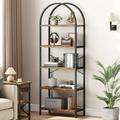 Arched Bookshelf 5-Tier Open Bookshelf Modern Arched Bookcase Storage Shelves with Metal Frame Freestanding Display Rack Tall Shelving Unit for Bedroom Living Room Home Office