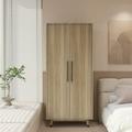 Ktaxon Wood Closet Wardrobe with Doors Double Door Armoire Wardrobe Cabinet Functional Clothes Storage Shelves&Hanging Rail Natural