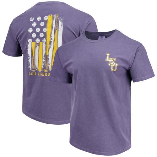 Lila LSU Tigers Baseball Flag Comfort Colors T-Shirt für Herren