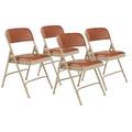 (4 Pack ) NPS 1200 Series Premium Vinyl Upholstered Double Hinge Folding Chair Honey Brown