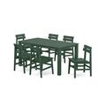 POLYWOODÂ® Modern Studio Plaza Chair 7-Piece Parsons Table Dining Set in Green