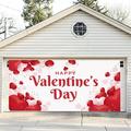 Riforla Valentine s Day Garage Door Hanging Flag Banner Red Heart Candy Pattern Valentine s Day Party Decoration Props Background Cloth Garage Door Decoration Supplies Pink