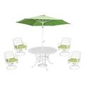 Homestock Antique Ambiance White Aluminum 6 Piece Outdoor Dining Set