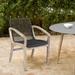 Beckham Outdoor Patio Dining Chair in Light Eucalyptus Wood and Charcoal Rope