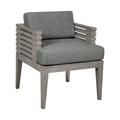Vivid Outdoor Patio Dining Chair in Gray Eucalyptus Wood with Gray Olefin Cushions