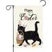 Rdsfhsp Happy Easter Garden Flag 12x18 Double Sided Linen Small Vertical Black Cat Rabbit Bunny Easter Egg Welcome Garden Yard Flags for Spring Holiday Outdoor Outside Decoration