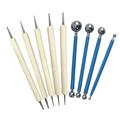 NUOLUX 9Pcs Ball Stylus Dotting Tools Set for Embossing Pattern Clay Pottery Ceramics Flower Carving Sculpting Modeling Tool (Blue)