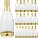 Wedding Favor Boxes 20pcs Champagne Bottle Shaped Acrylic Candy Boxes Wedding Favor Box for Weddings Birthdays Party Favors and Gifts - Mini Plastic Treat Containers Golden Clear Container