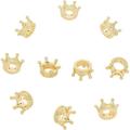 10Pcs Cubic Zirconia Crown Beads 24K Gold Plated Brass Micro Pave King Crown Spacer Beads for DIY Jewelry Making Crafts Design