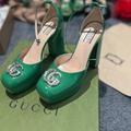 Gucci Shoes | Gucci Women's Platform Pump With Double G | Color: Green | Size: 8.5