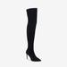 Coach Shoes | Coach Shea Over The Knee Thigh High Suede Black Heeled Pointy Boots Size 7.5 | Color: Black | Size: 7.5