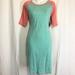 Lularoe Dresses | Lularoe Julia Aqua & Coral Raglan Knit Dress Nwt S | Color: Blue/Pink | Size: S