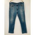 Levi's Jeans | Levi's 511 Distressed Paint Splatter Cut Hem Slim Fit Straight Leg Denim Jeans | Color: Blue | Size: 38