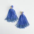 J. Crew Jewelry | J. Crew Beaded Tassel Earrings (Blue) | Color: Blue | Size: Os