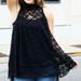 Free People Tops | Free People Myrna Black Lace Tunic High Neck Top Nwt Xs | Color: Black | Size: Xs