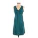 Athleta Casual Dress - A-Line V-Neck Sleeveless: Blue Solid Dresses - Women's Size Small