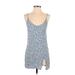 Reformation Casual Dress - Mini Plunge Sleeveless: Blue Print Dresses - Women's Size Small