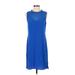 Rebecca Taylor Casual Dress - Shift Crew Neck Sleeveless: Blue Print Dresses - Women's Size 2