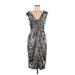 Maggy L Casual Dress - Sheath V Neck Sleeveless: Gray Dresses - New - Women's Size 6