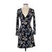 Ann Taylor Casual Dress - Wrap: Black Floral Dresses - Women's Size 00 Petite