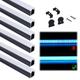 Muzata 6-Pack 3.3ft/1Meter 17x20mm U Shape Spotless Black LED Aluminum Channel System with 60Â° Curved Thicker Milky White Neon Effect Cover Diffuser for Under Cabinet and Christmas U108