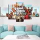 Myrdsio Canvas Wall Art 5 Piece Mural Oil Painting Pictures, Game Poster Grand Theft Auto V Hd Print 5-Part Modular Posters, Modern Living Room Kitchen Decoration Ready To Hang,Removable Painting