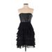 Alice + Olivia Cocktail Dress - Party Open Neckline Sleeveless: Black Print Dresses - Women's Size 4