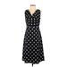 J.Crew Factory Store Casual Dress - Wrap V Neck Sleeveless: Black Polka Dots Dresses - Women's Size 0